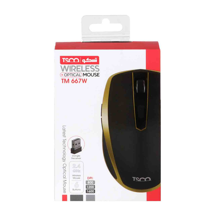 ماوس بی سیم TSCO مدل TM 667W - مشکی طلایی