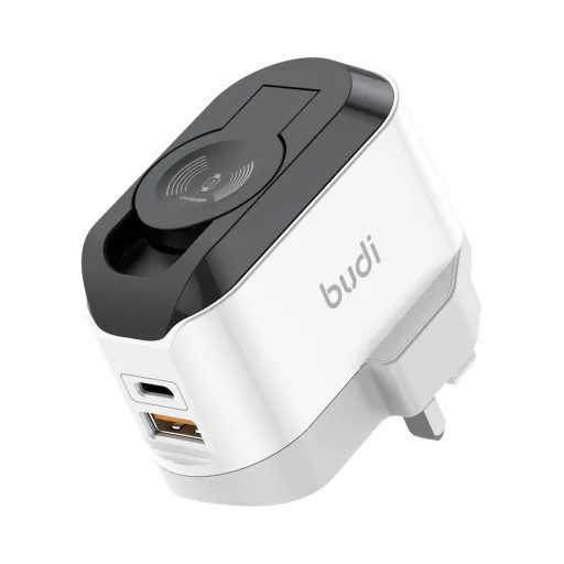 شارژر دیواری 20W بودی PD و فست سه پین یک خروجی شارژ بی سیم ساعت با 2 پورت مدل AC330WUW با گارانتی 18 ماهه (6 ماه تعویض)